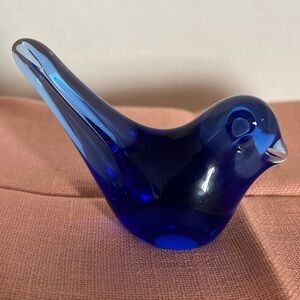 Sapphire Blue Glass Bird Accent